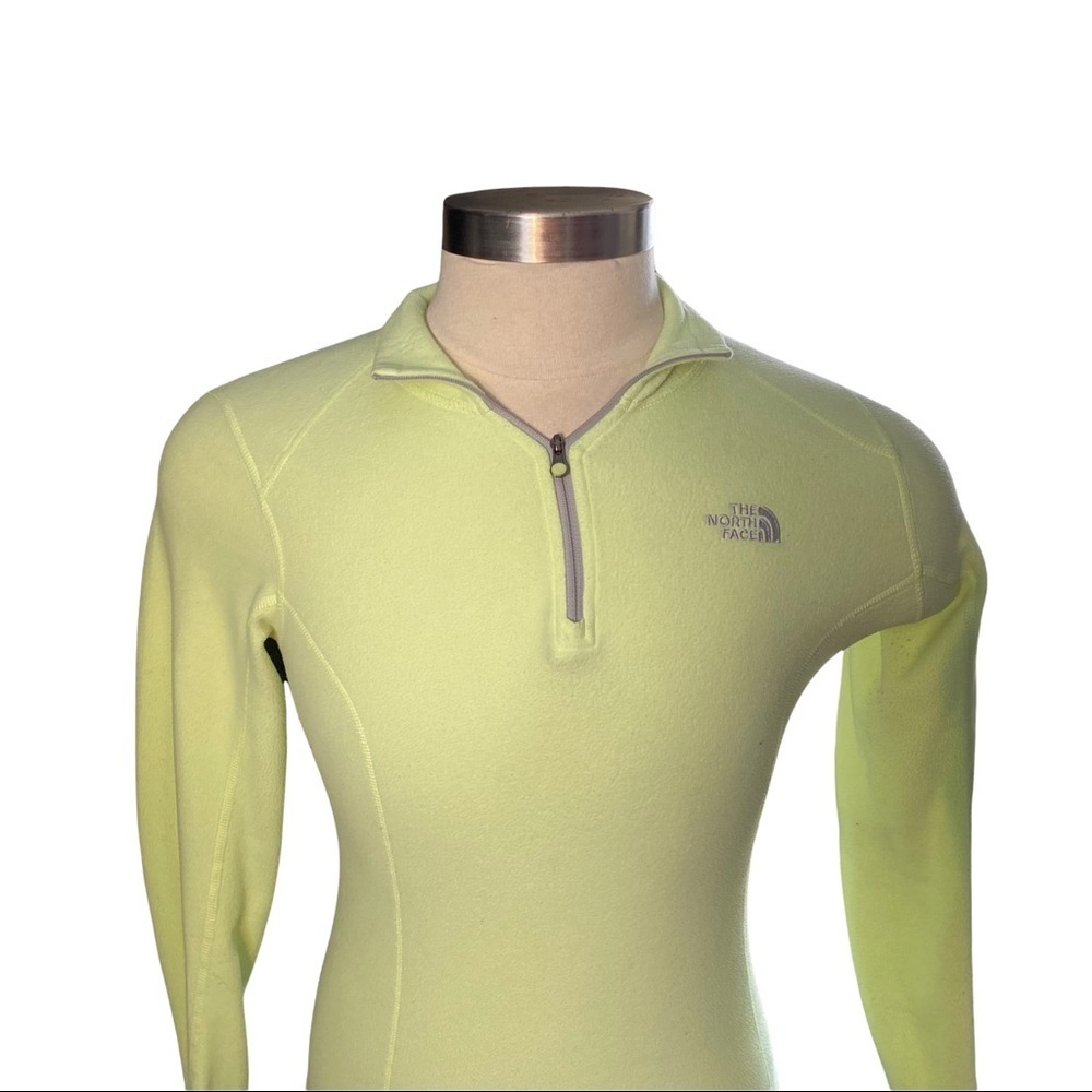 The North Face Lime Green Yellow 1/4 Zip Super Soft Fleece Pullover Jacket Med